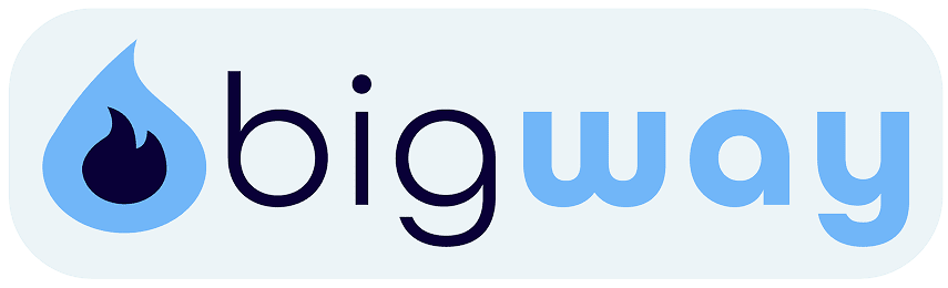 Logo with flame and text "bigway".