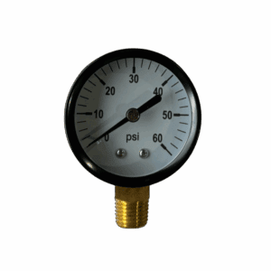 A pressure gauge displaying psi measurements from 0 to 60.