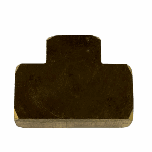 A dark brown, irregularly shaped object against a plain background.