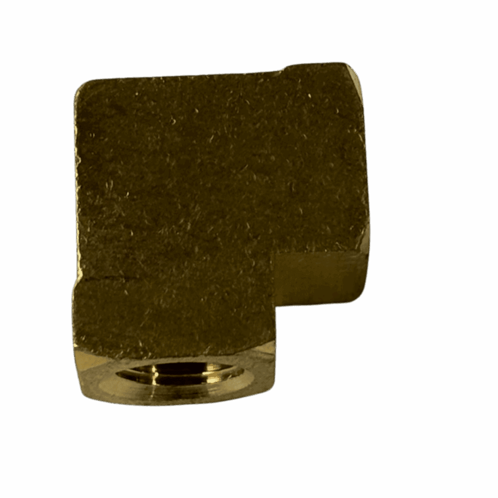 A small, L-shaped metal bracket with a screw mount.