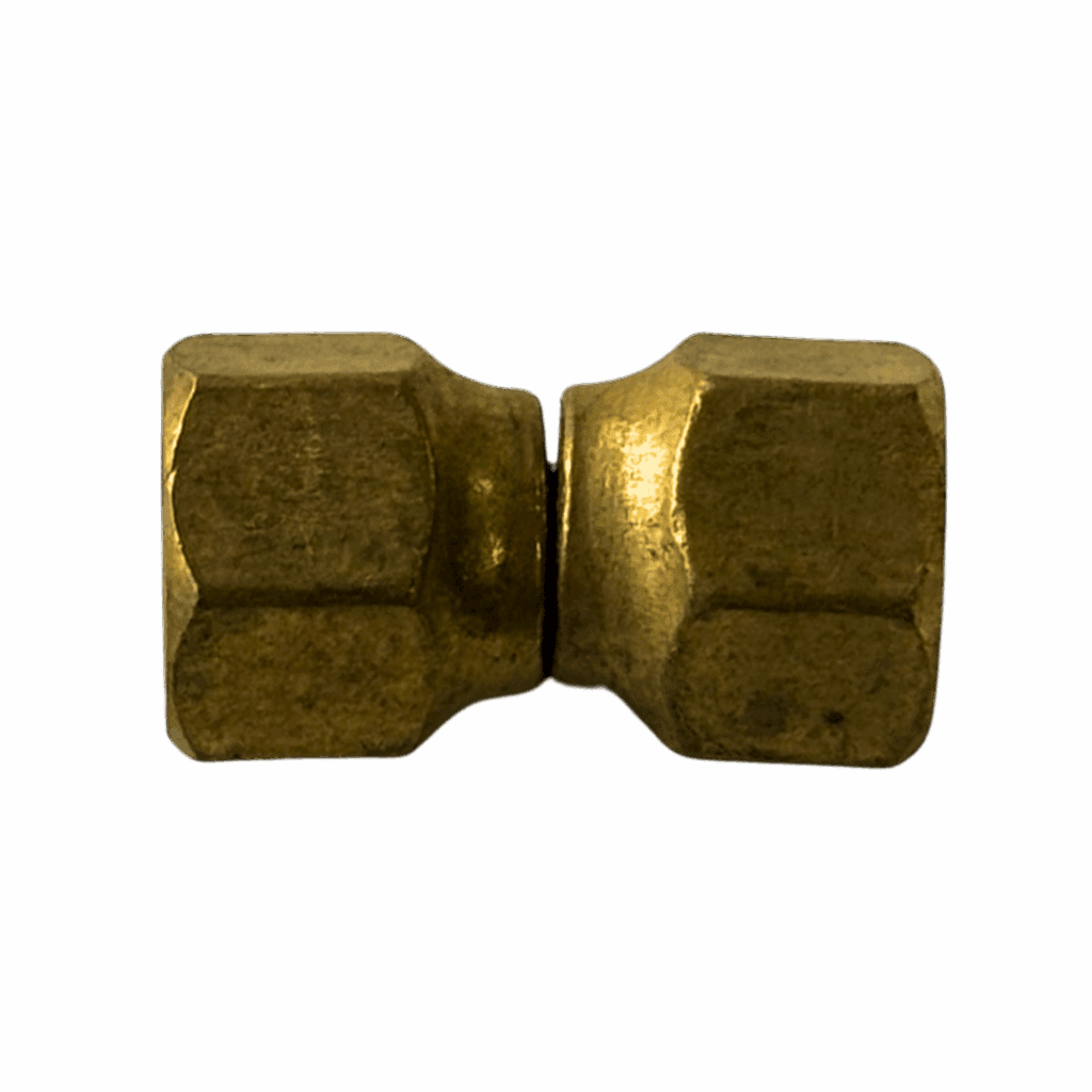 A brass compression fitting used for plumbing connections.