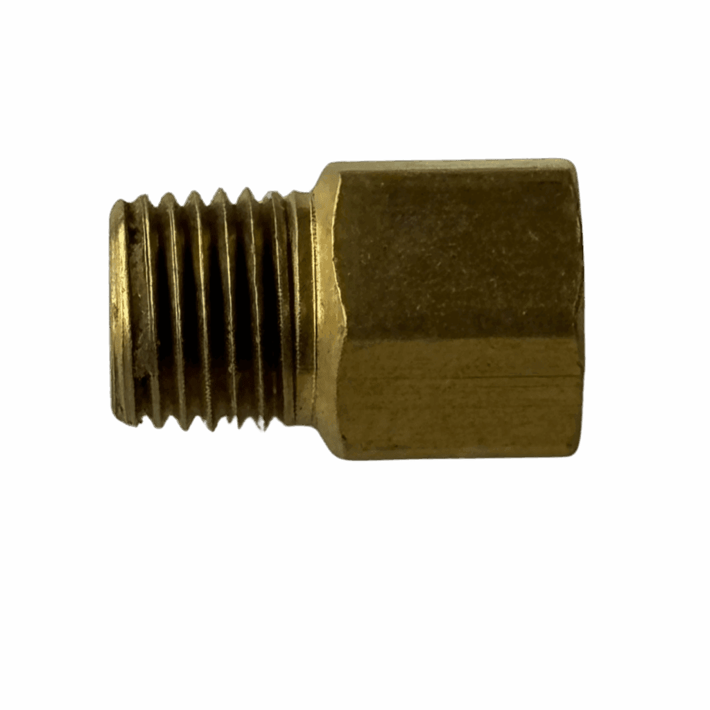 Close-up of a brass threaded adapter fitting.