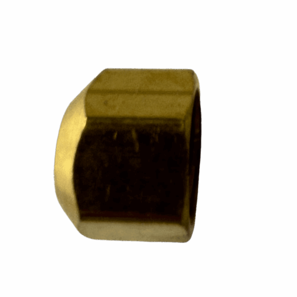 A small, gold-colored metal object with a curved shape.
