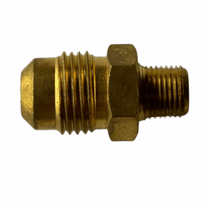 Brass pipe fitting with threaded ends for secure connections.