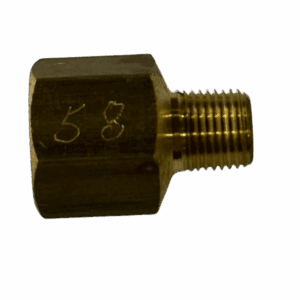Close-up of a brass threaded fitting with marked numbers.