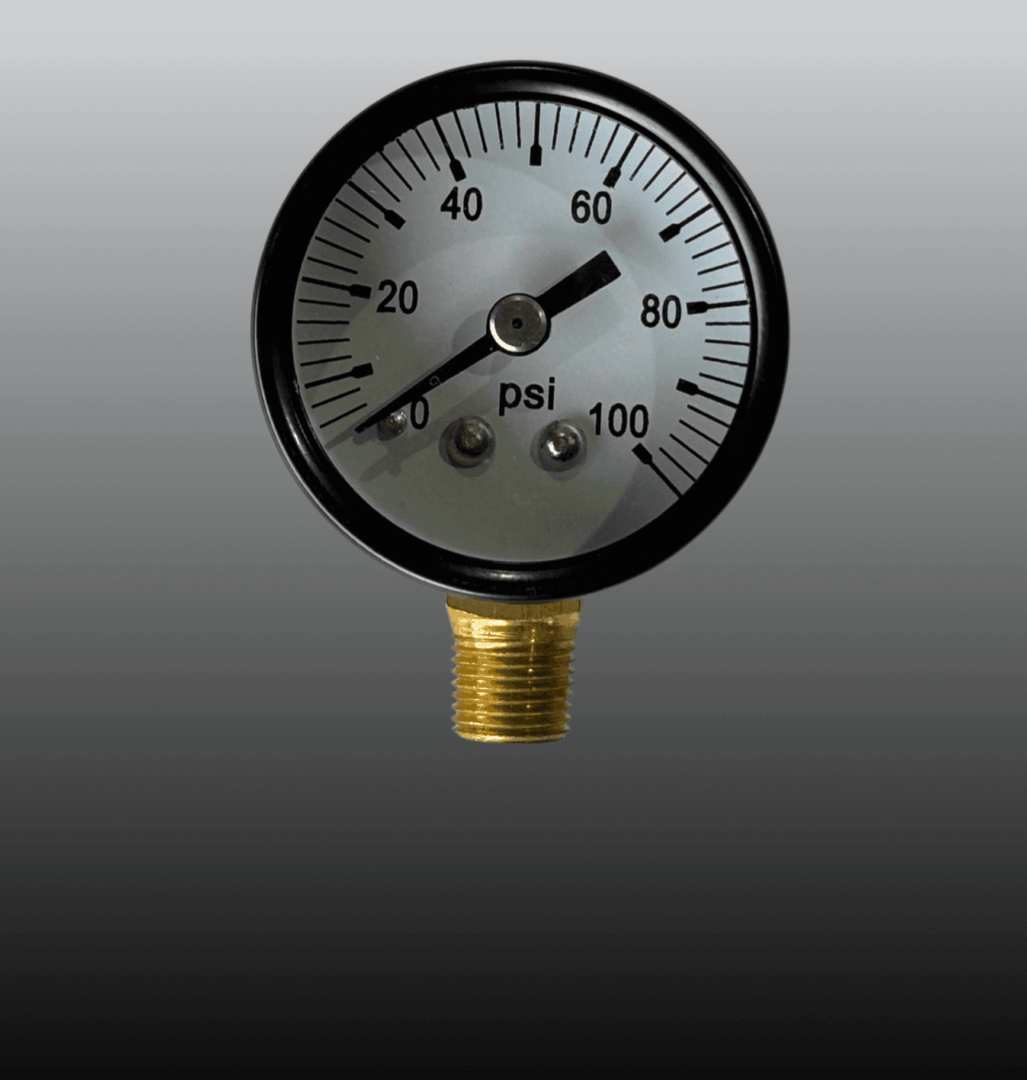 A round pressure gauge measuring up to 160 psi.