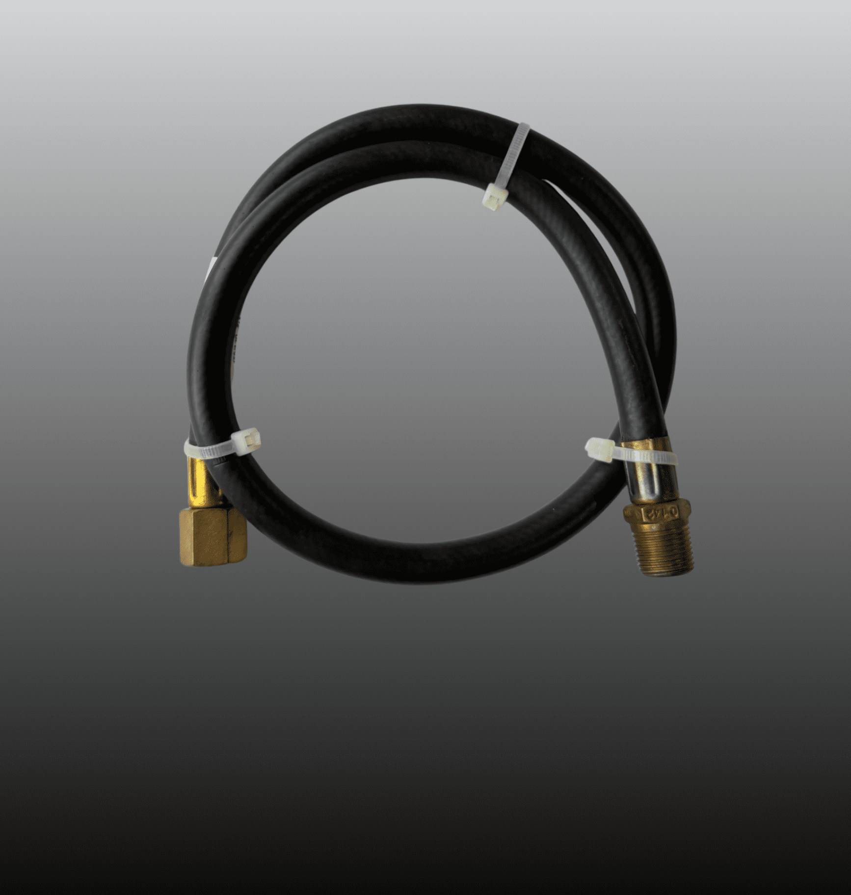 Black cable with gold connectors on a gradient background.