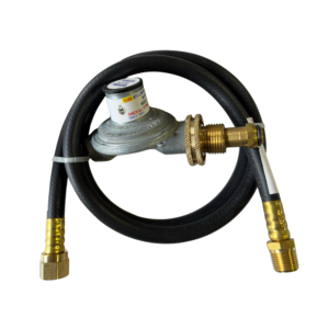 Gas hose with regulator and connectors.